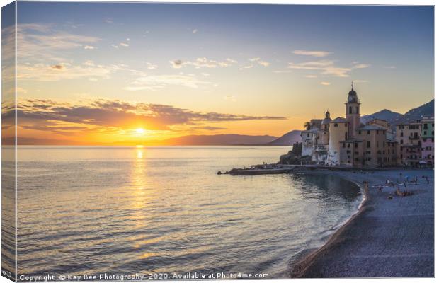 Sunset over Camogli, Italy Canvas Print by KB Photo