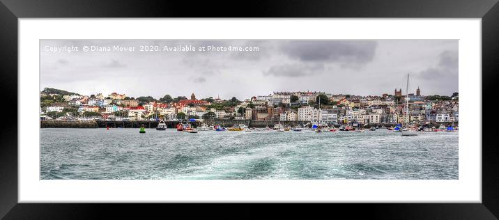 St Peter Port  Guernsey panoramic  Framed Mounted Print by Diana Mower