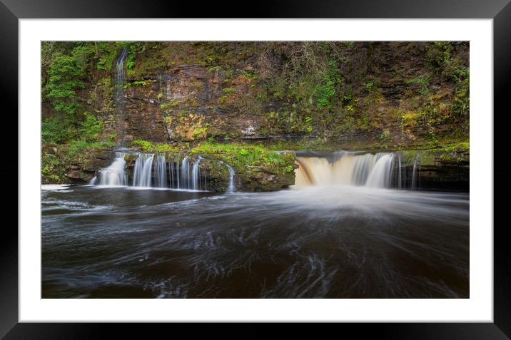 Waterfall on the river Tawe Framed Mounted Print by Leighton Collins