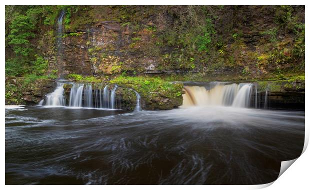 Waterfall on the river Tawe Print by Leighton Collins