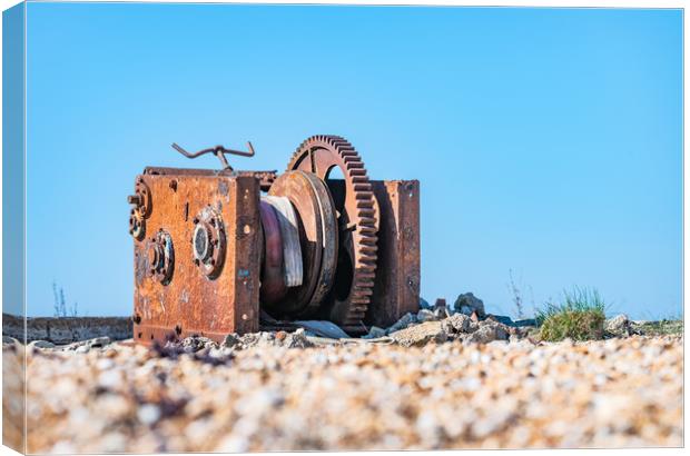 Rusty Winch, Dungeness, Kent, England Canvas Print by Dave Collins
