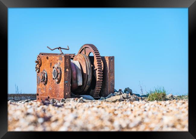 Rusty Winch, Dungeness, Kent, England Framed Print by Dave Collins