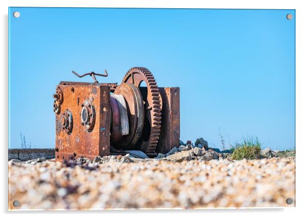 Rusty Winch, Dungeness, Kent, England Acrylic by Dave Collins