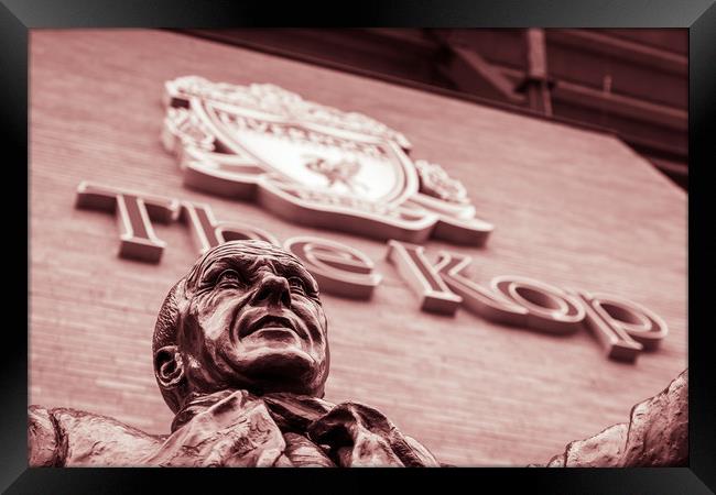 Bill Shankly statue under The Kop sign Framed Print by Jason Wells