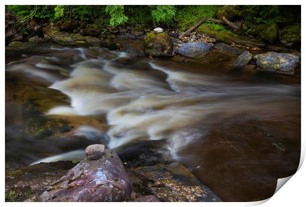 Long exposure on the Twrch river Print by Leighton Collins