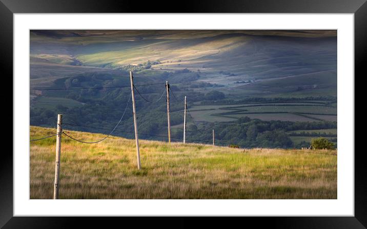 Telegraph poles on the Welsh hills Framed Mounted Print by Leighton Collins