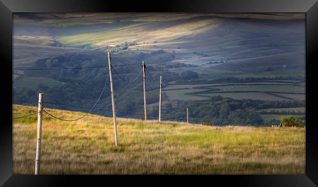 Telegraph poles on the Welsh hills Framed Print by Leighton Collins