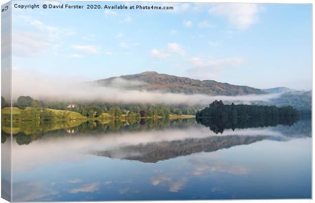 Grasmere Morning Mist. Lake District, Cumbria, UK Canvas Print by David Forster