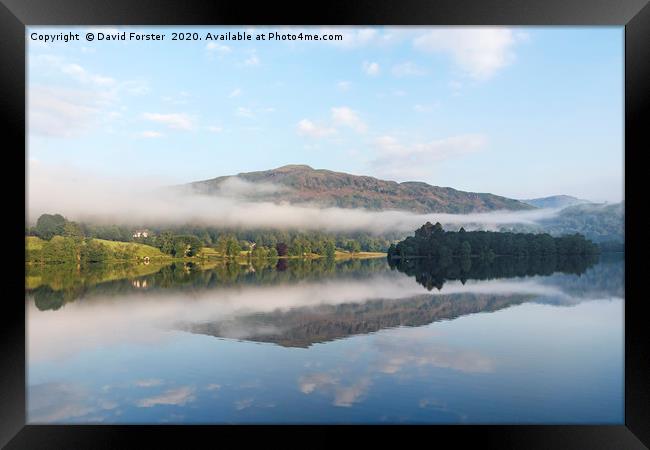 Grasmere Morning Mist. Lake District, Cumbria, UK Framed Print by David Forster