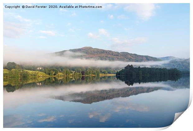 Grasmere Morning Mist. Lake District, Cumbria, UK Print by David Forster