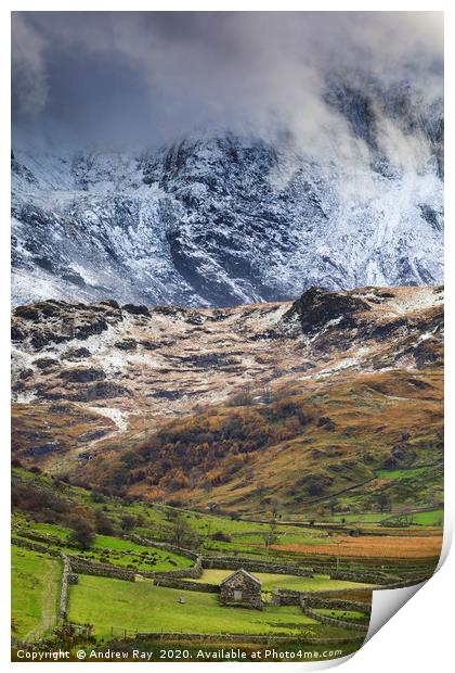 Barn in the Nant Ffrancon Valley Print by Andrew Ray