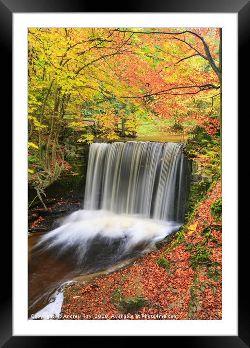 Autumn colour (Nant Mill Waterfall) Framed Mounted Print by Andrew Ray
