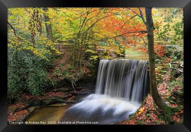 Nant Mill Waterfall view. Framed Print by Andrew Ray