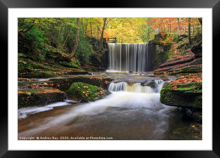 Waterfalls at Nant Mill Framed Mounted Print by Andrew Ray
