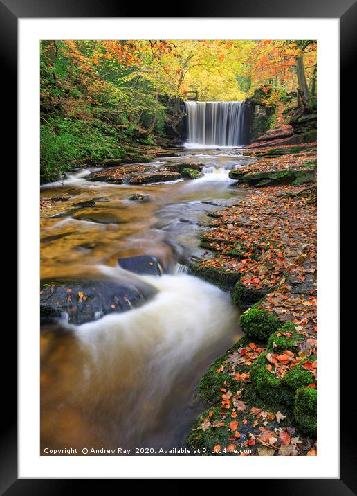 Stream at waterfall (Nant Mill) Framed Mounted Print by Andrew Ray