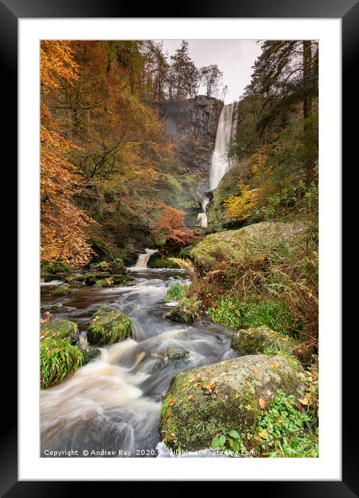 Pistyll Rhaeadr from the Afron Rhaeadr. Framed Mounted Print by Andrew Ray