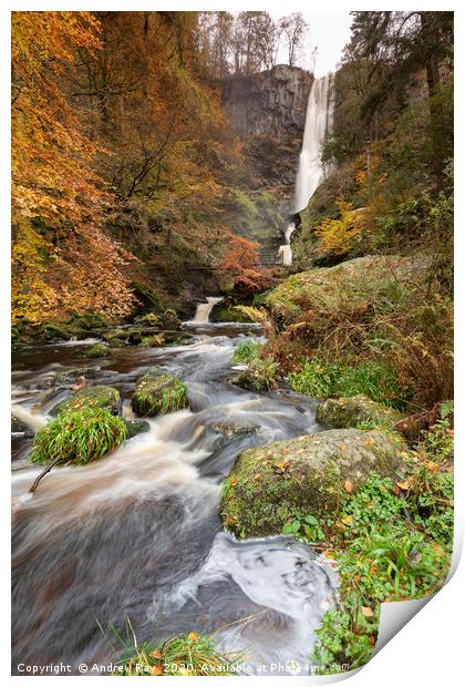 River at Pistyll Rhaeadr. Print by Andrew Ray