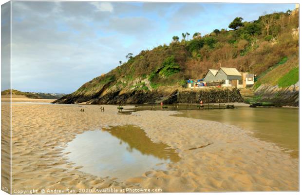 The Gannel Estuary at low tide Canvas Print by Andrew Ray