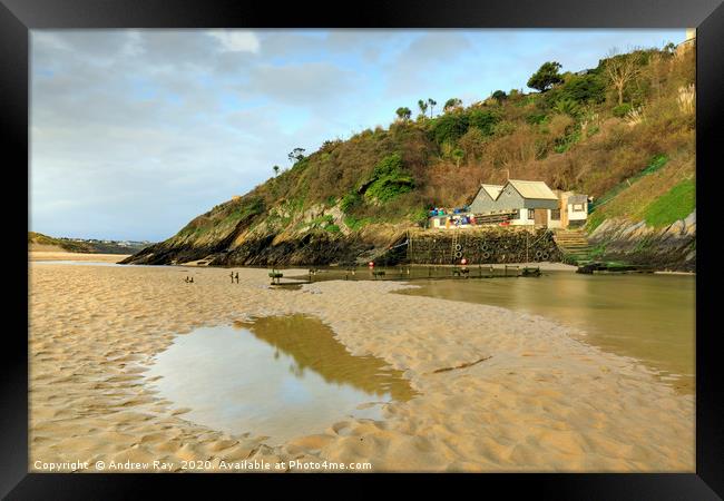 The Gannel Estuary at low tide Framed Print by Andrew Ray