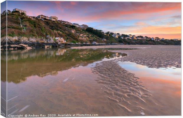 Sunrise reflections (The Gannel) Canvas Print by Andrew Ray