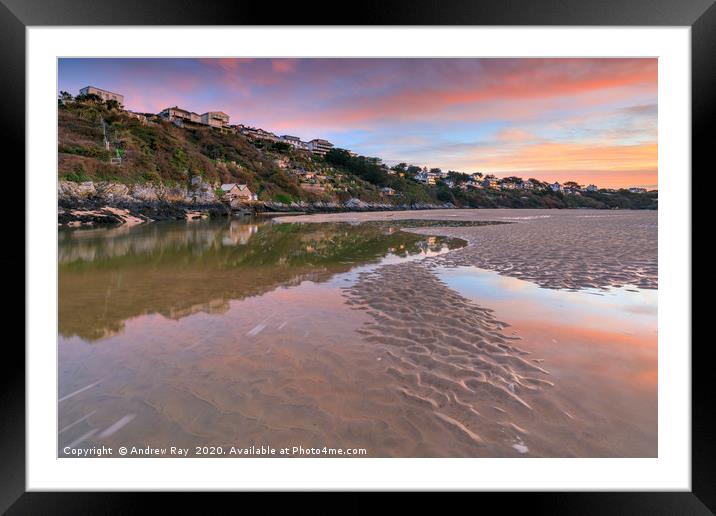 Sunrise reflections (The Gannel) Framed Mounted Print by Andrew Ray