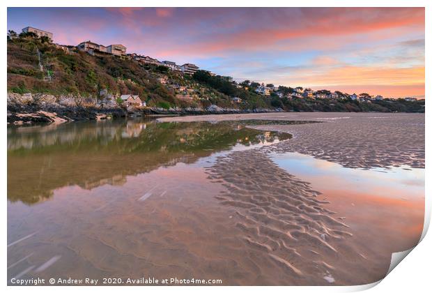 Sunrise reflections (The Gannel) Print by Andrew Ray