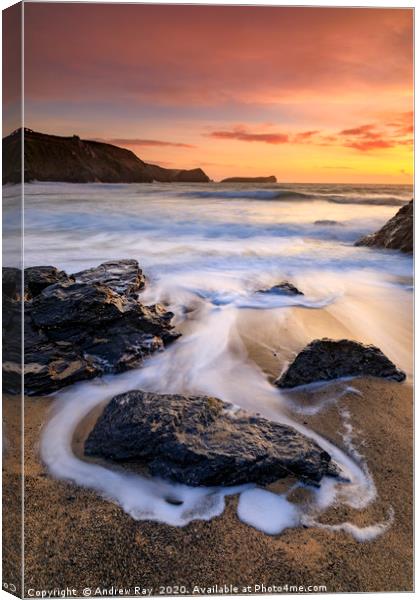 Polurrian Cove at sunset Canvas Print by Andrew Ray