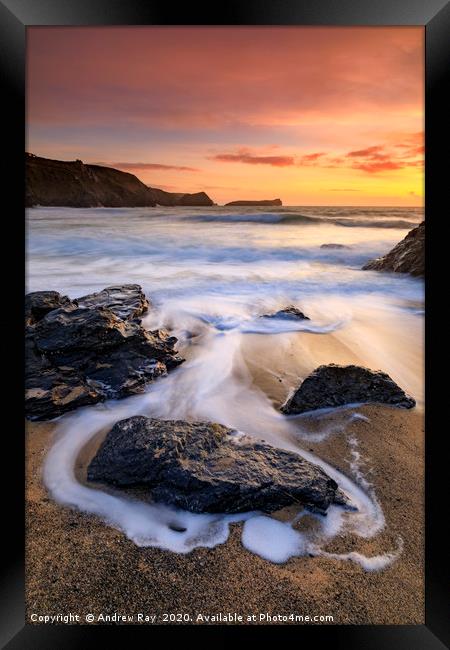 Polurrian Cove at sunset Framed Print by Andrew Ray