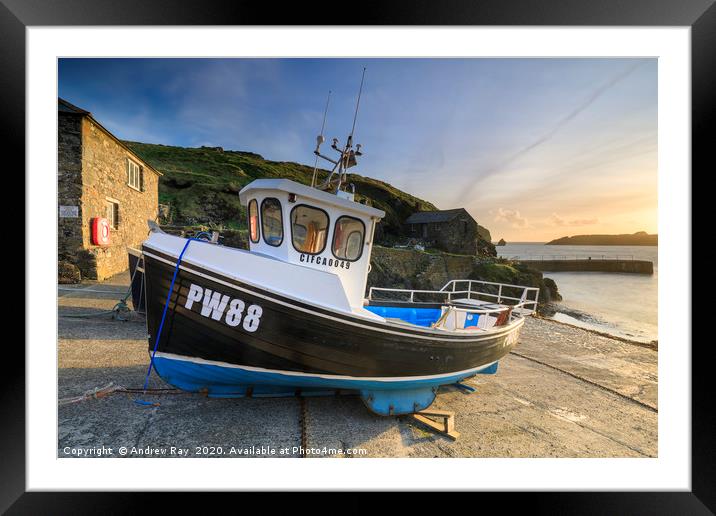 Boats on slipway (Mullion Cove) Framed Mounted Print by Andrew Ray