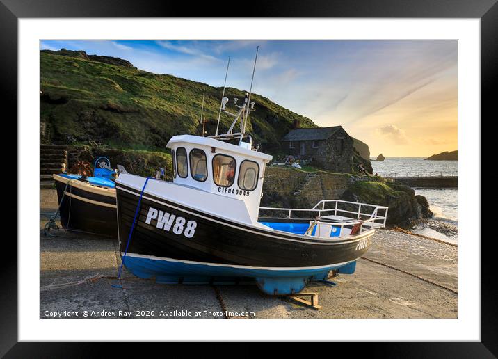 Late light at Mullion Cove Framed Mounted Print by Andrew Ray