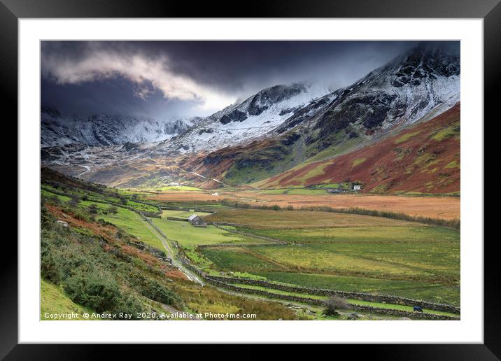 Nant Ffrancon Valley Framed Mounted Print by Andrew Ray