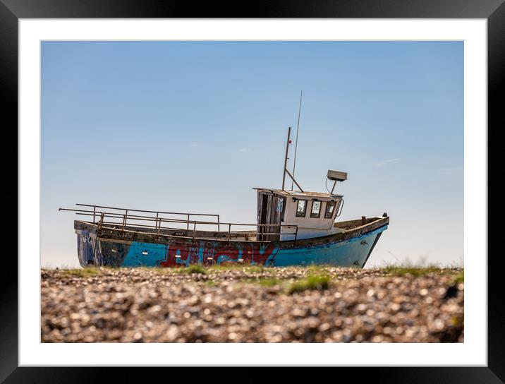 Beached Fishing Boat, Dungeness, Kent,England Framed Mounted Print by Dave Collins