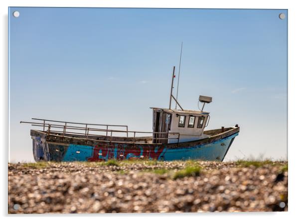 Beached Fishing Boat, Dungeness, Kent,England Acrylic by Dave Collins
