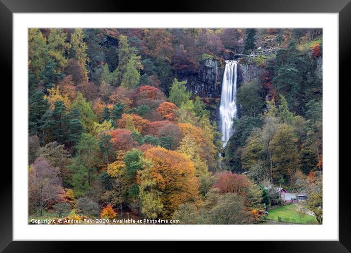 Autumn at Pistyll Rhaeadr Waterfall Framed Mounted Print by Andrew Ray