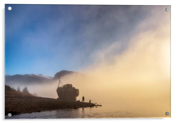 Ship Wreck at Sunrise with Ben Nevis Acrylic by John Finney