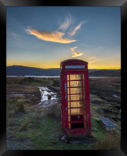 British Red Telephone Box Sunset Framed Print by John Finney
