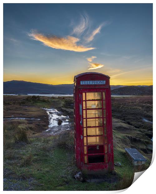 British Red Telephone Box Sunset Print by John Finney