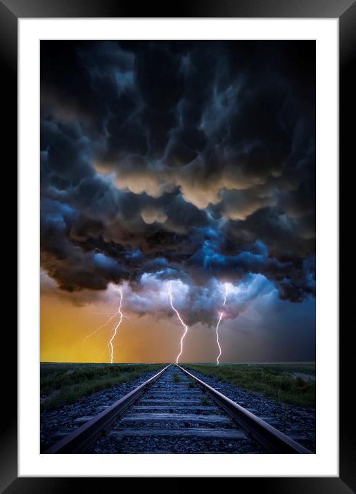 Apocalyptic Lightning 3 Framed Mounted Print by John Finney
