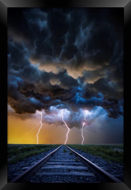 Apocalyptic Lightning 3 Framed Print by John Finney