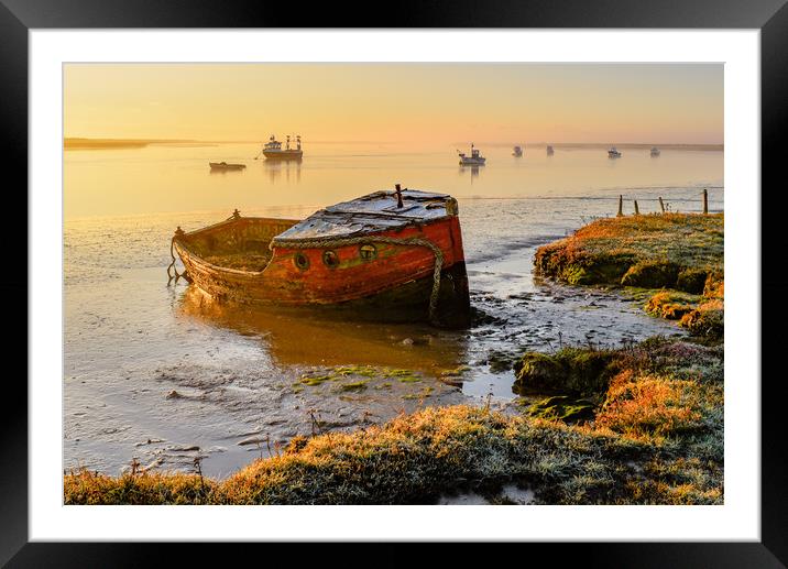 Old fishing boat Suffolk coast Framed Mounted Print by Robbie Spencer