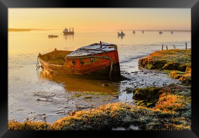 Old fishing boat Suffolk coast Framed Print by Robbie Spencer