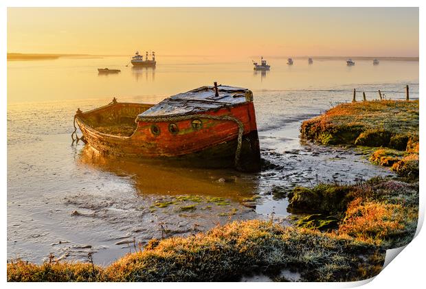 Old fishing boat Suffolk coast Print by Robbie Spencer