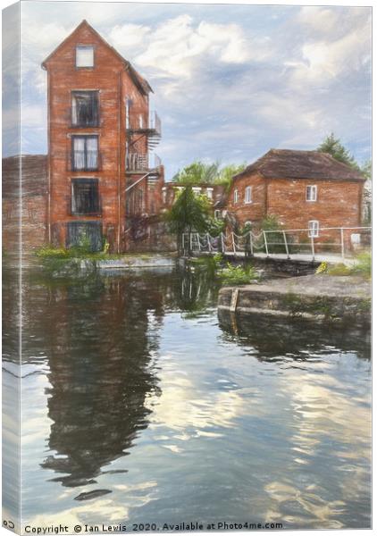 Canalside Living In Newbury Canvas Print by Ian Lewis
