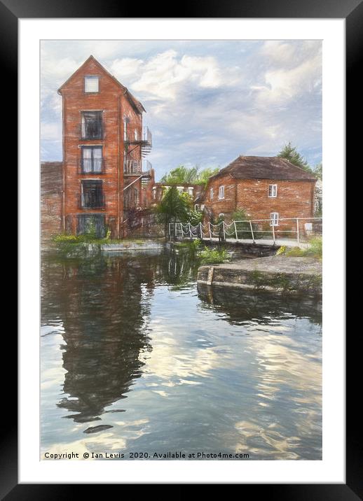 Canalside Living In Newbury Framed Mounted Print by Ian Lewis