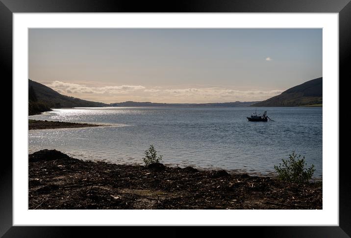 A fishing boat on Loch Striven, Argyll and Bute, S Framed Mounted Print by Dave Collins