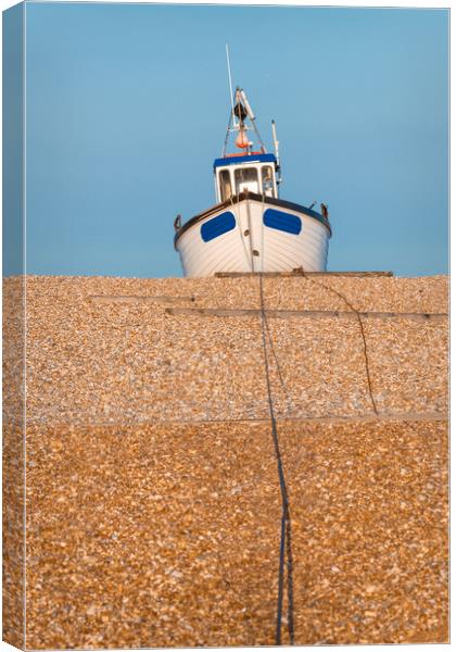 Beached Fishing Boat, Dungeness Beach, Kent, Engla Canvas Print by Dave Collins