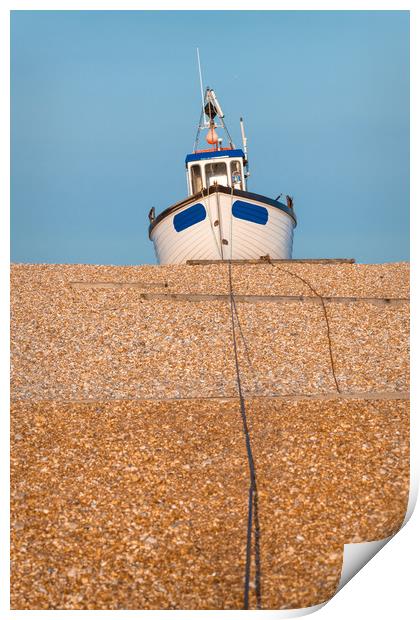 Beached Fishing Boat, Dungeness Beach, Kent, Engla Print by Dave Collins
