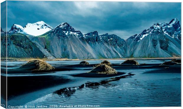 Vestrahorn Mountains near Hofn Iceland Canvas Print by Nick Jenkins