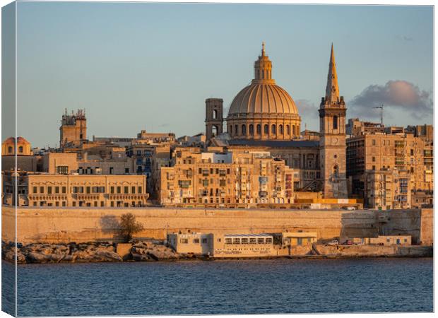 Typical and famous skyline of Valletta - the capit Canvas Print by Erik Lattwein