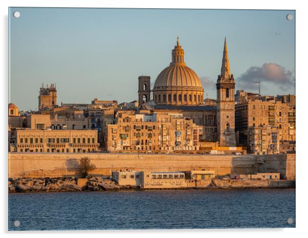 Typical and famous skyline of Valletta - the capit Acrylic by Erik Lattwein